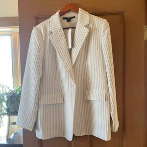 NWT french connection blazer white and navy pin stripes - L - single button